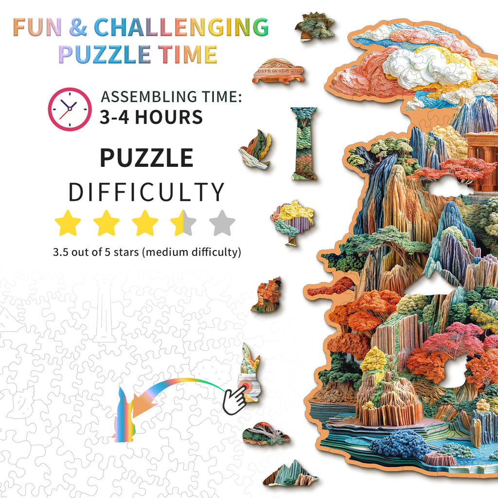 Whimsical Wooden Jigsaw Puzzle- Colorful Palace