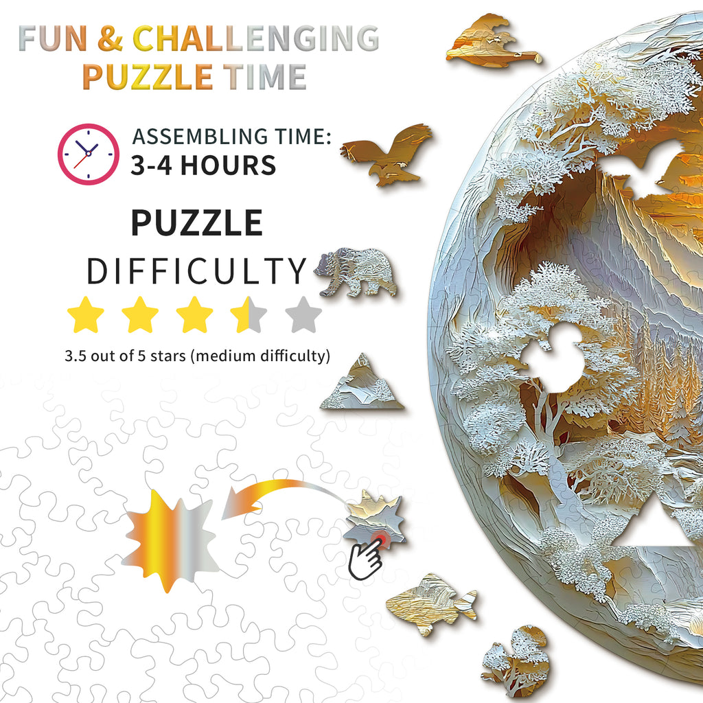 Whimsical Wooden Jigsaw Puzzle-Sunrise in the East