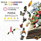 Puzzle en bois fantaisie - Fleurs sur le livre