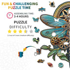Puzzle en bois fantaisiste - Libellule mécanique rétro