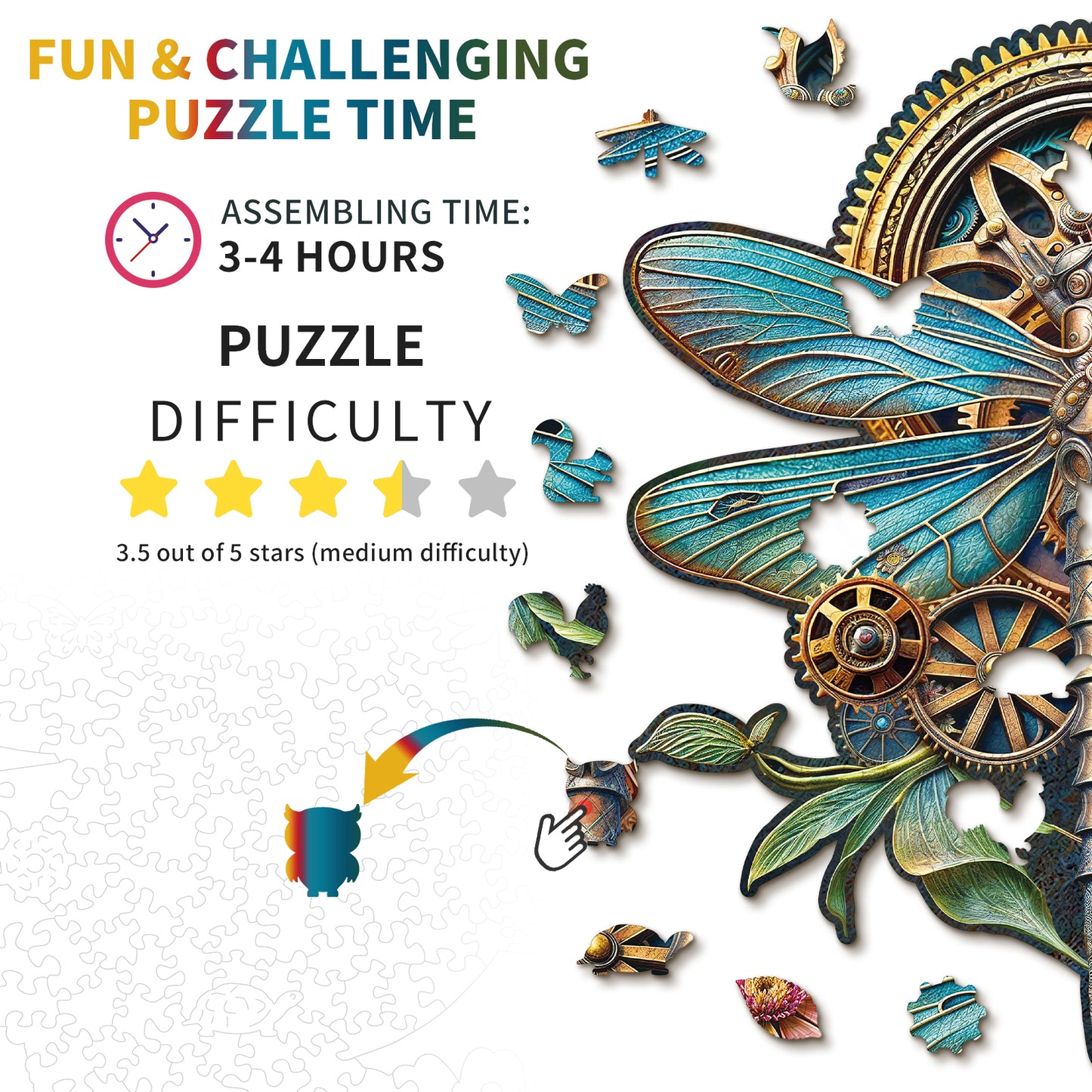 Wunderliches Holzpuzzle-Retro Mechanische Libelle