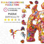 Whimsical Wooden Jigsaw Puzzle- Flower Dog