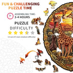 Whimsical Wooden Jigsaw Puzzle- The Giraffe Family