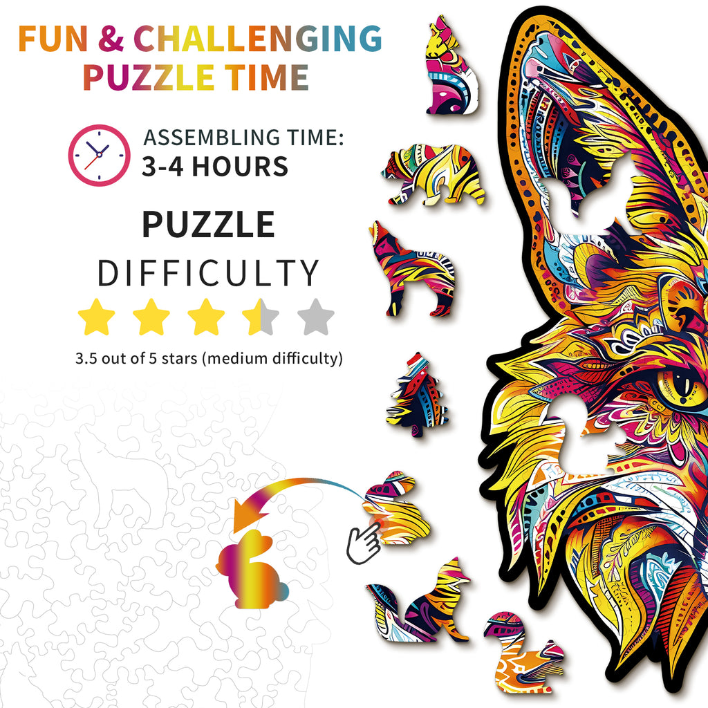Whimsical Wooden Jigsaw Puzzle- Fiery Fox