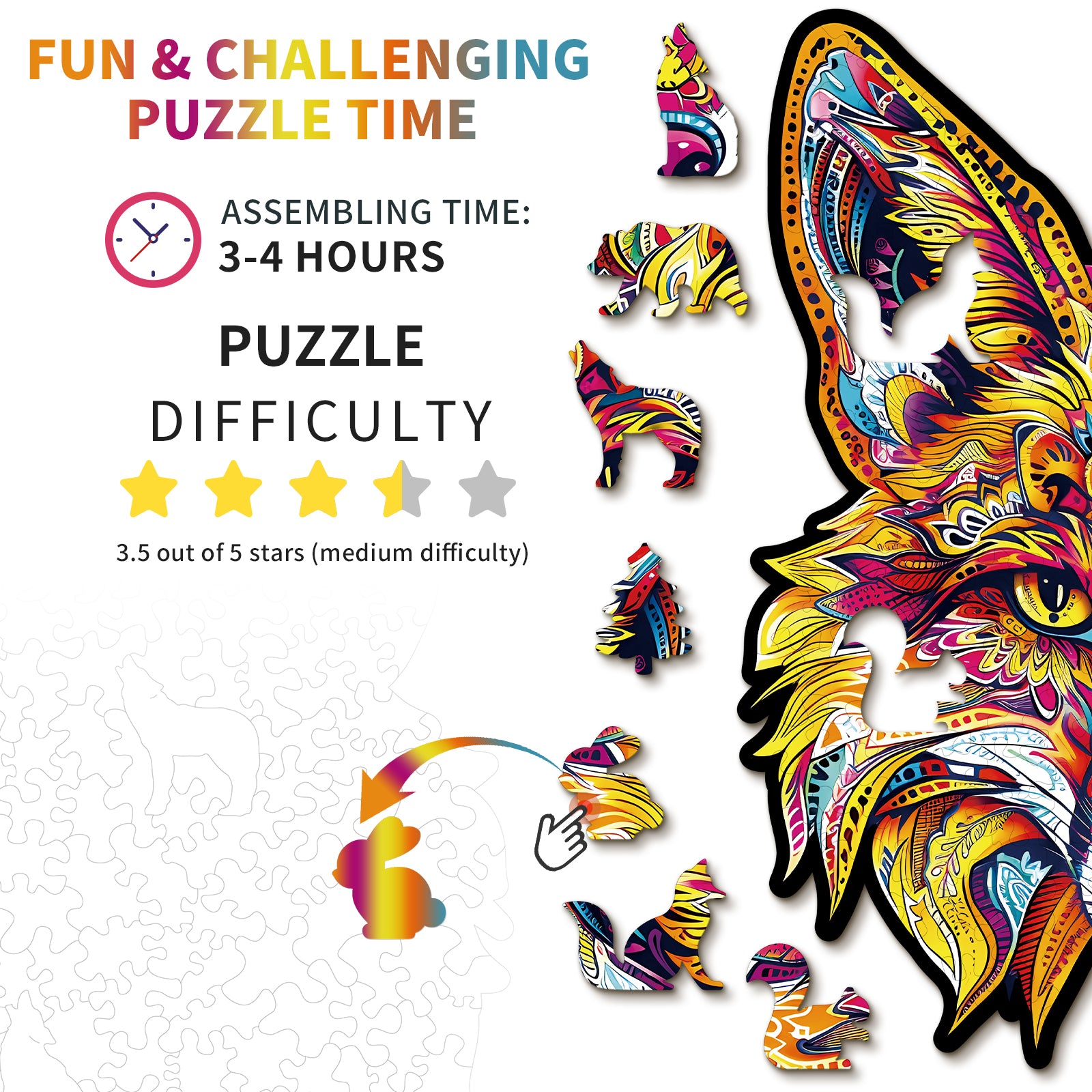 Whimsical Wooden Jigsaw Puzzle- Fiery Fox