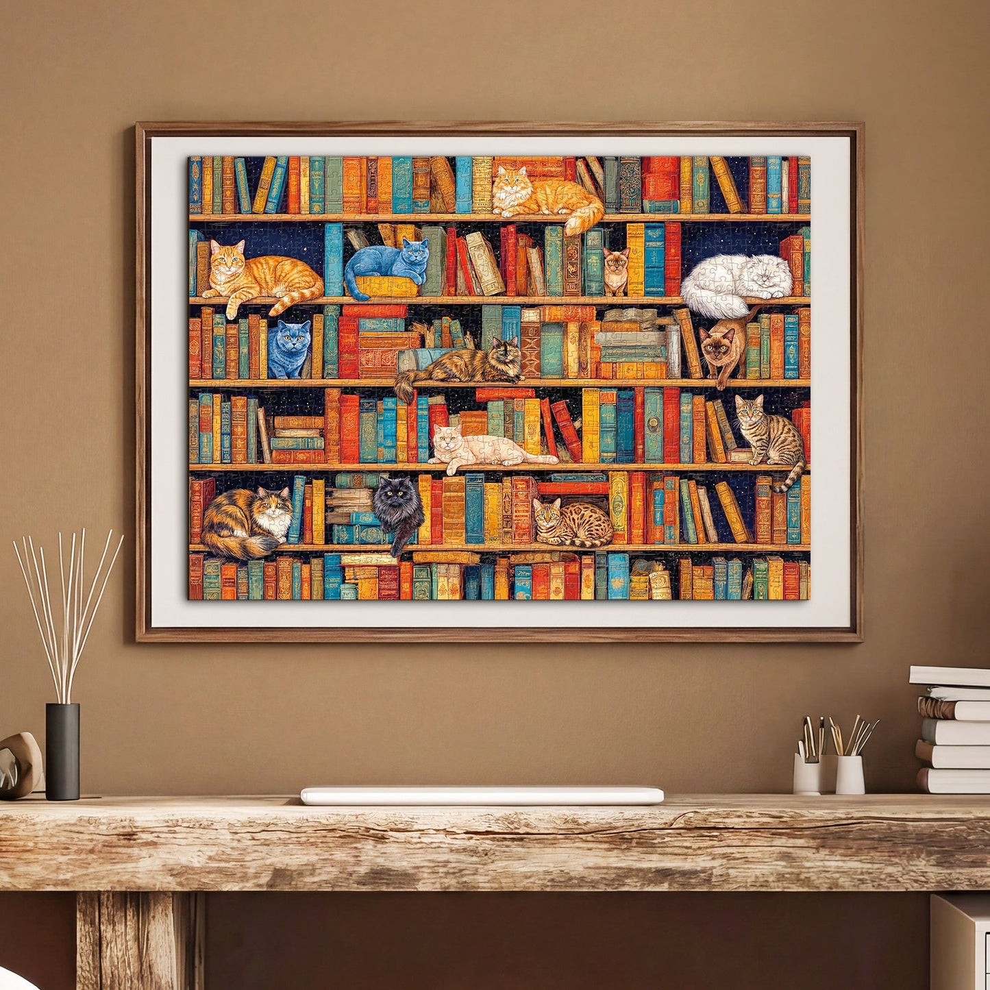 Cat on Shelf 1000-Piece Cardboard Jigsaw Puzzle