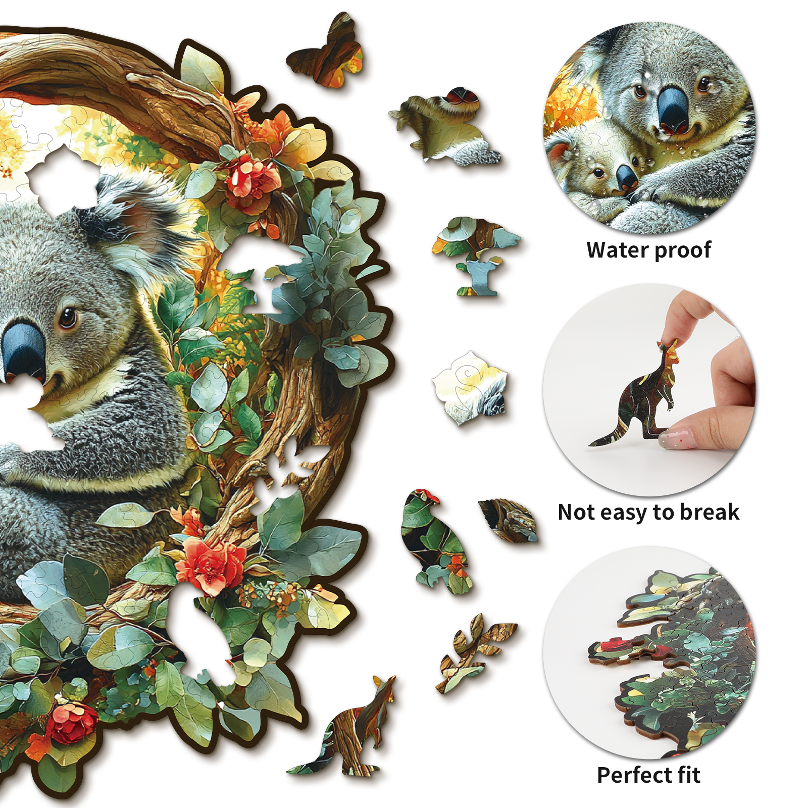 Whimsical Wooden Jigsaw Puzzle- Parent Child Koala Secondary image