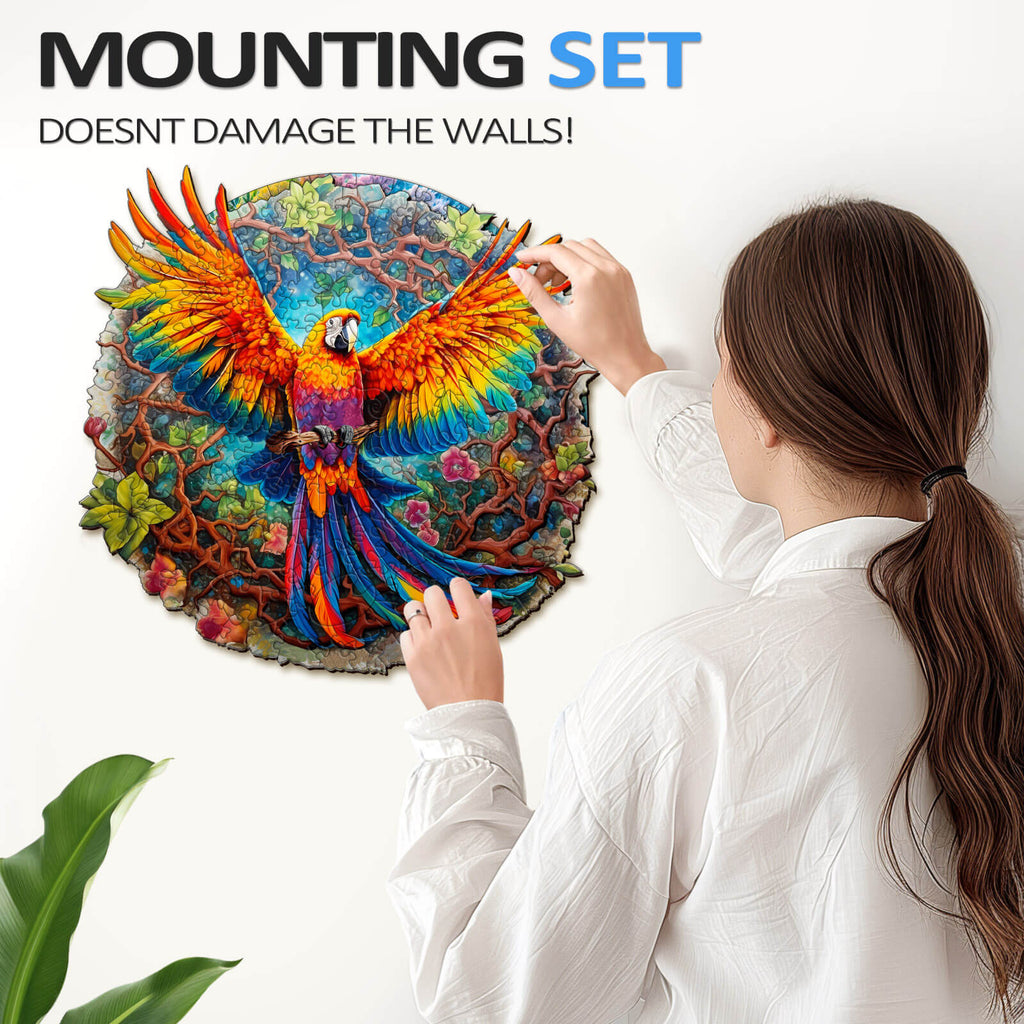 Whimsical Wooden Jigsaw Puzzle-Curious Parrot