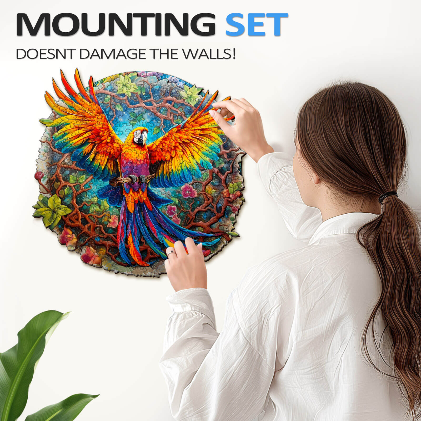 Whimsical Wooden Jigsaw Puzzle-Curious Parrot