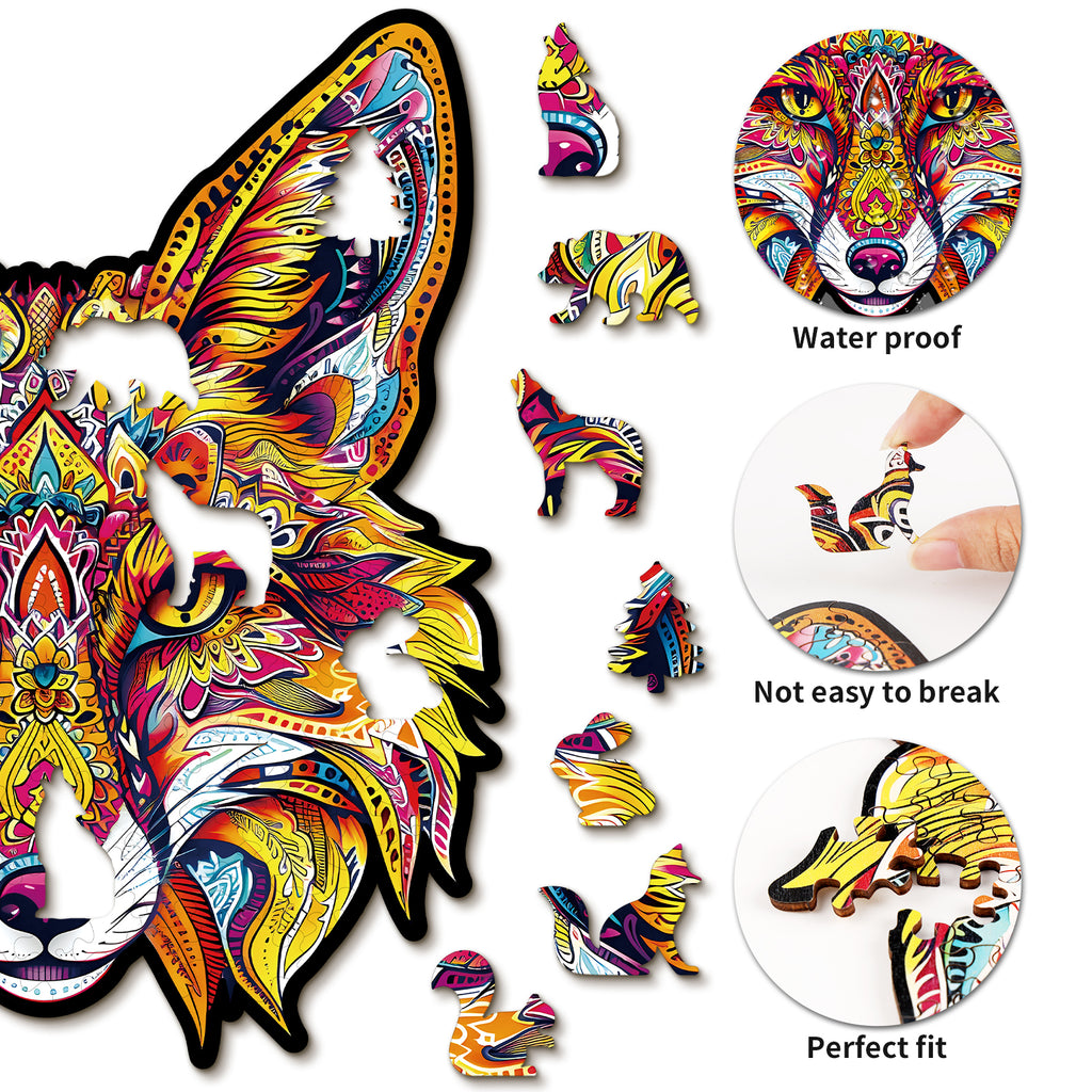 Whimsical Wooden Jigsaw Puzzle- Fiery Fox