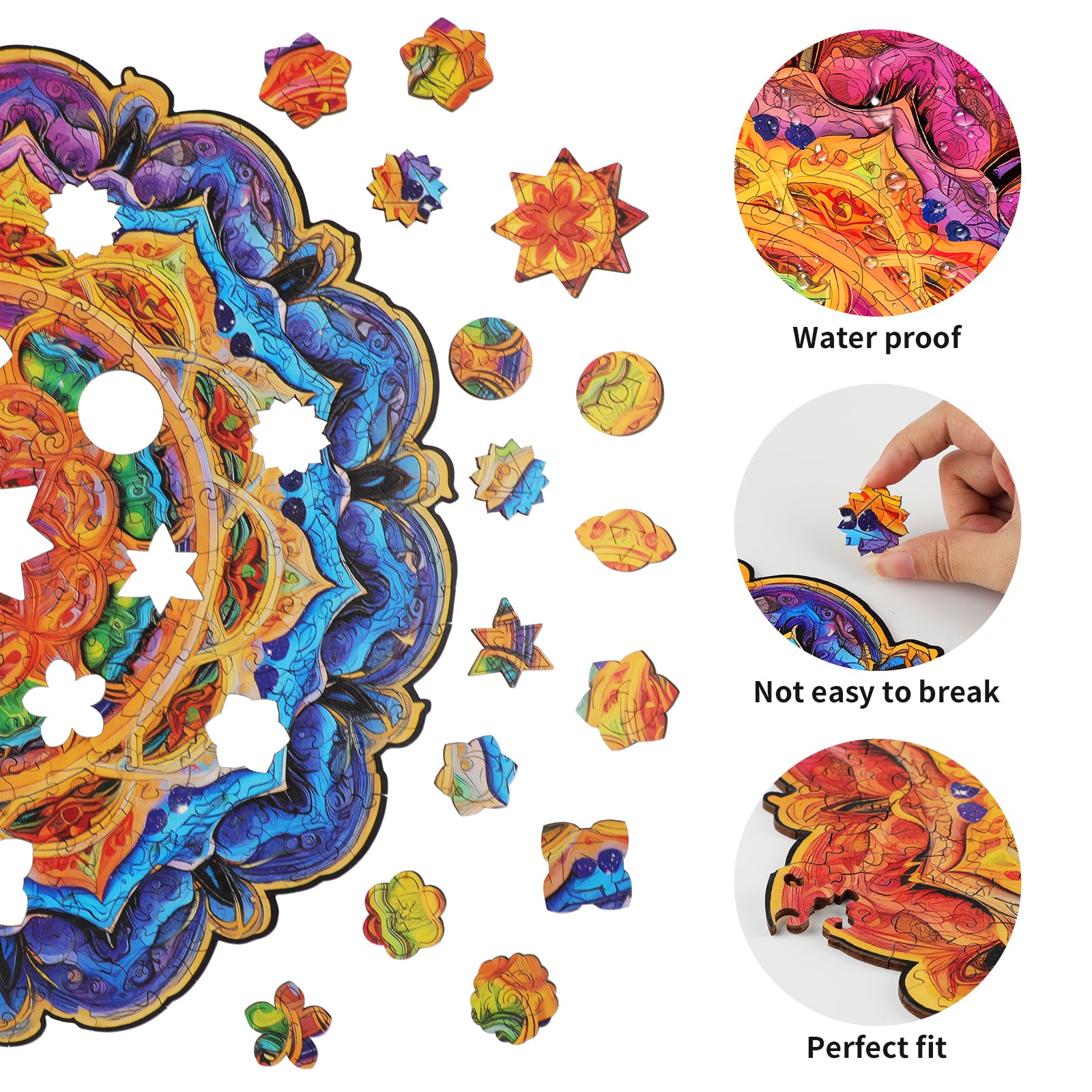 Whimsical Wooden Jigsaw Puzzle- Mandala Secondary image