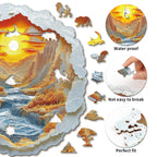 Whimsical Wooden Jigsaw Puzzle-  Sunset Light