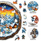 Puzzle en bois fantaisiste - Ville de Noël enneigée