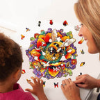 Whimsical Wooden Jigsaw Puzzle- Bee and the flower