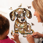 Whimsical Wooden Jigsaw Puzzle-DACHSHUND