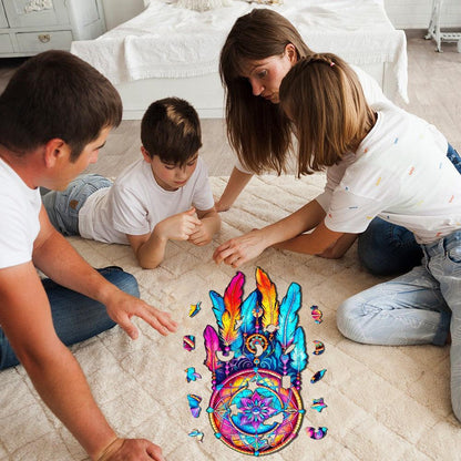 Launiges Holzpuzzle - Mandala Traumfänger