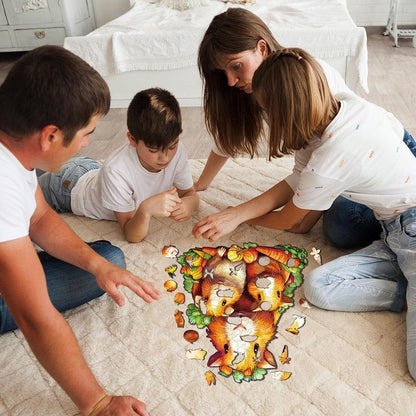 Whimsical Wooden Jigsaw Puzzle-Guinea pig family