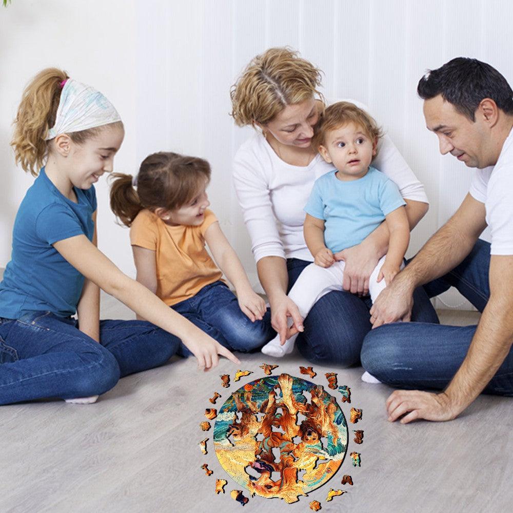 Launiges Holzpuzzle – Strand Golden Family