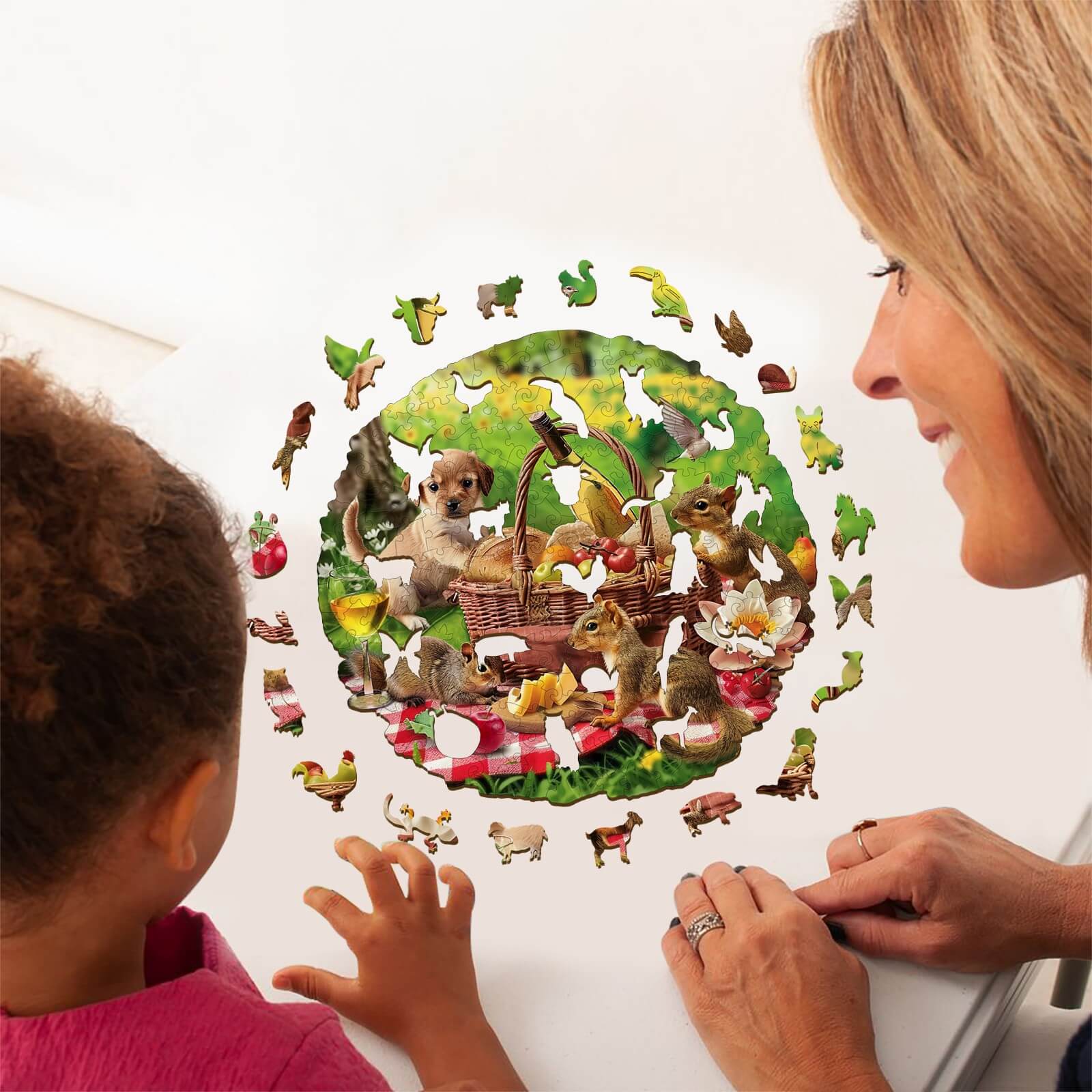 Whimsical Wooden Jigsaw Puzzle- Animal Picnic
