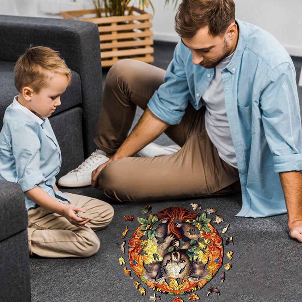 Whimsical Wooden Jigsaw Puzzle-mandala koala
