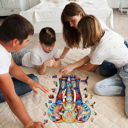 Ausgefallenes Holz-Puzzle – Oranger Elefant