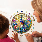 Whimsical Wooden Jigsaw Puzzle- Peacock King