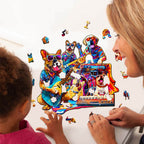 Whimsical Wooden Jigsaw Puzzle- Dog Band