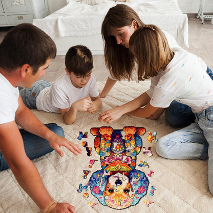 Whimsical Wooden Jigsaw Puzzle-cute poodle