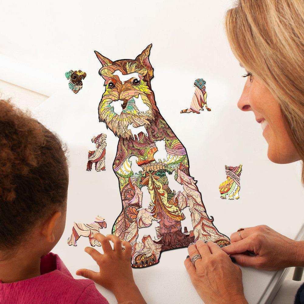 Whimsical Wooden Jigsaw Puzzle- Schnauzer