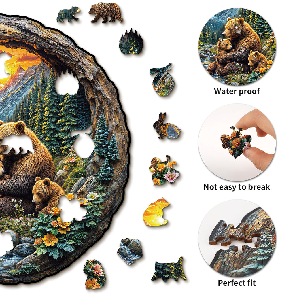 Whimsical Wooden Jigsaw Puzzle- Bear Embrace