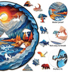 Whimsical Wooden Jigsaw Puzzle-  Mountains and Rivers