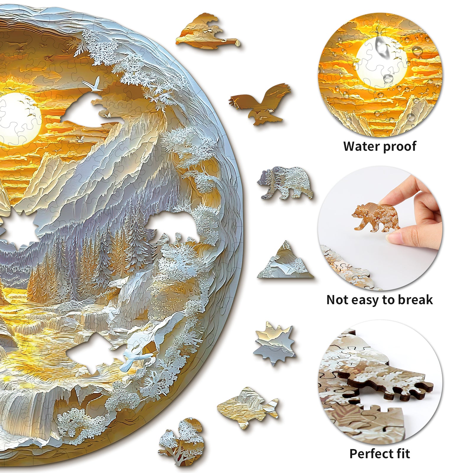 Whimsical Wooden Jigsaw Puzzle-Sunrise in the East Secondary image