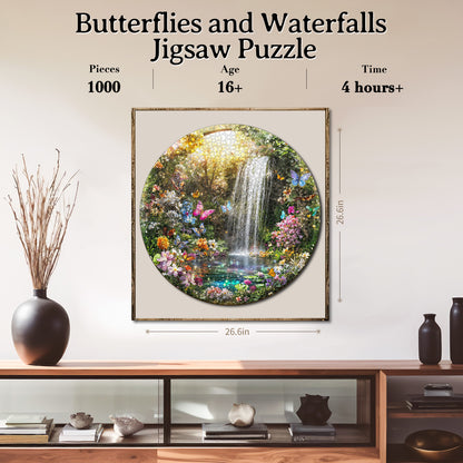 Butterflies and Waterfalls 1000-Piece Cardboard Jigsaw Puzzle