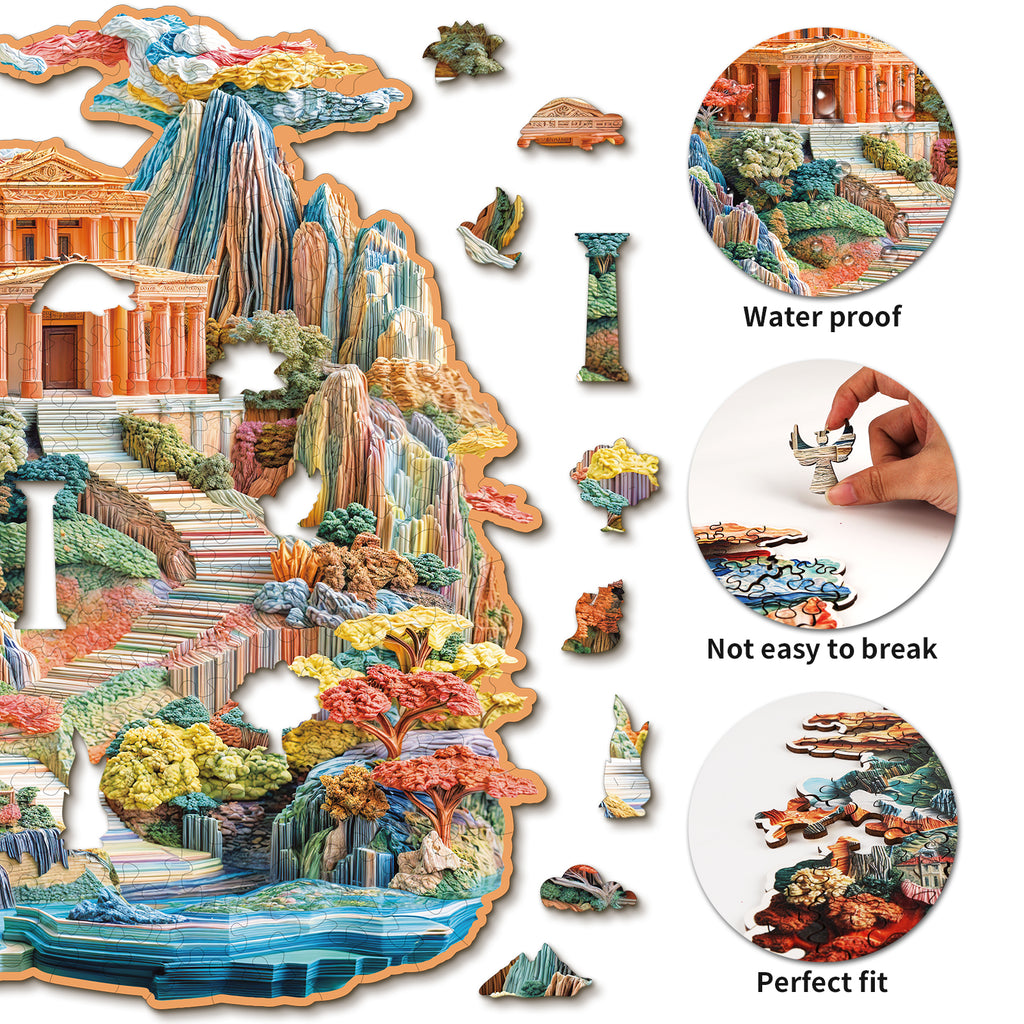 Whimsical Wooden Jigsaw Puzzle- Colorful Palace
