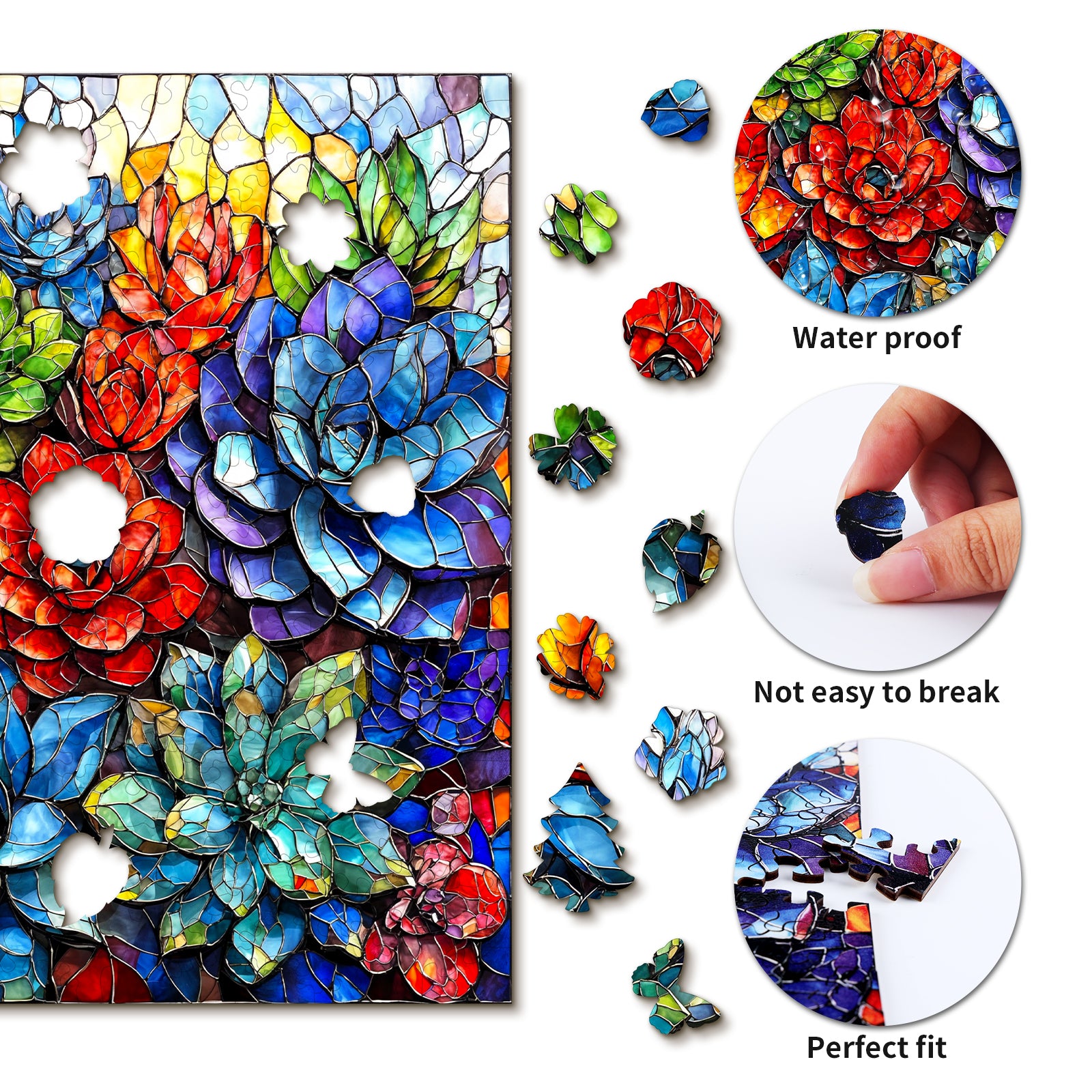 Whimsical Wooden Jigsaw Puzzle- Succulents