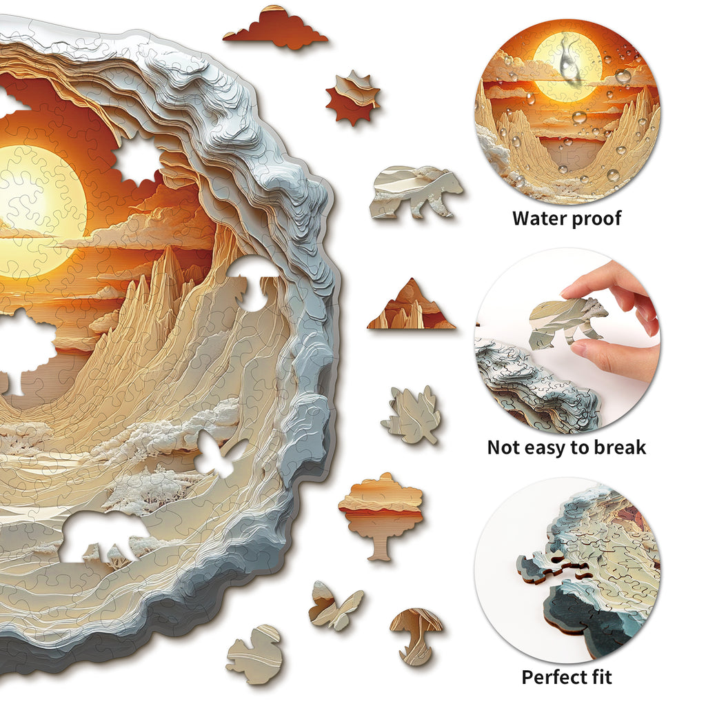 Whimsical Wooden Jigsaw Puzzle- Forest Sunset