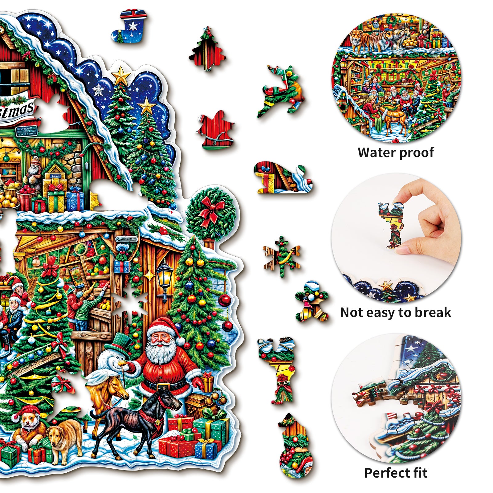 Whimsical Wooden Jigsaw Puzzle-  Christmas Grocery Store