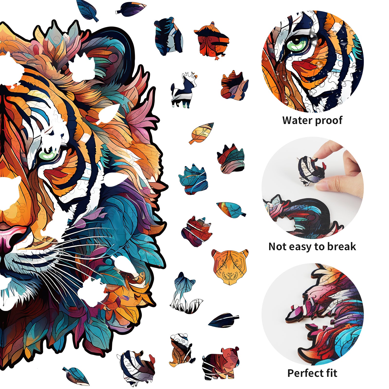 Whimsical Wooden Jigsaw Puzzle- Tough Tiger Secondary image