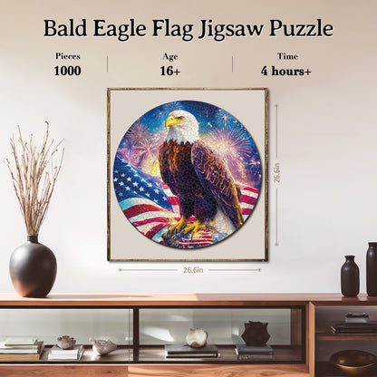 Bald Eagle Flag 1000-Piece Cardboard Jigsaw Puzzle