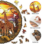 Whimsical Wooden Jigsaw Puzzle- The Giraffe Family