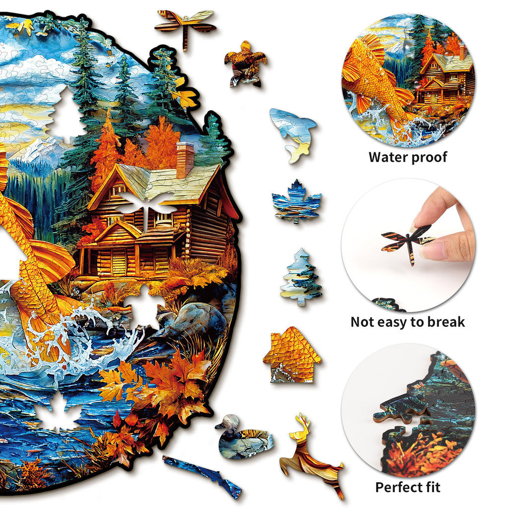 Puzzle en bois fantaisiste - Chalet de campagne