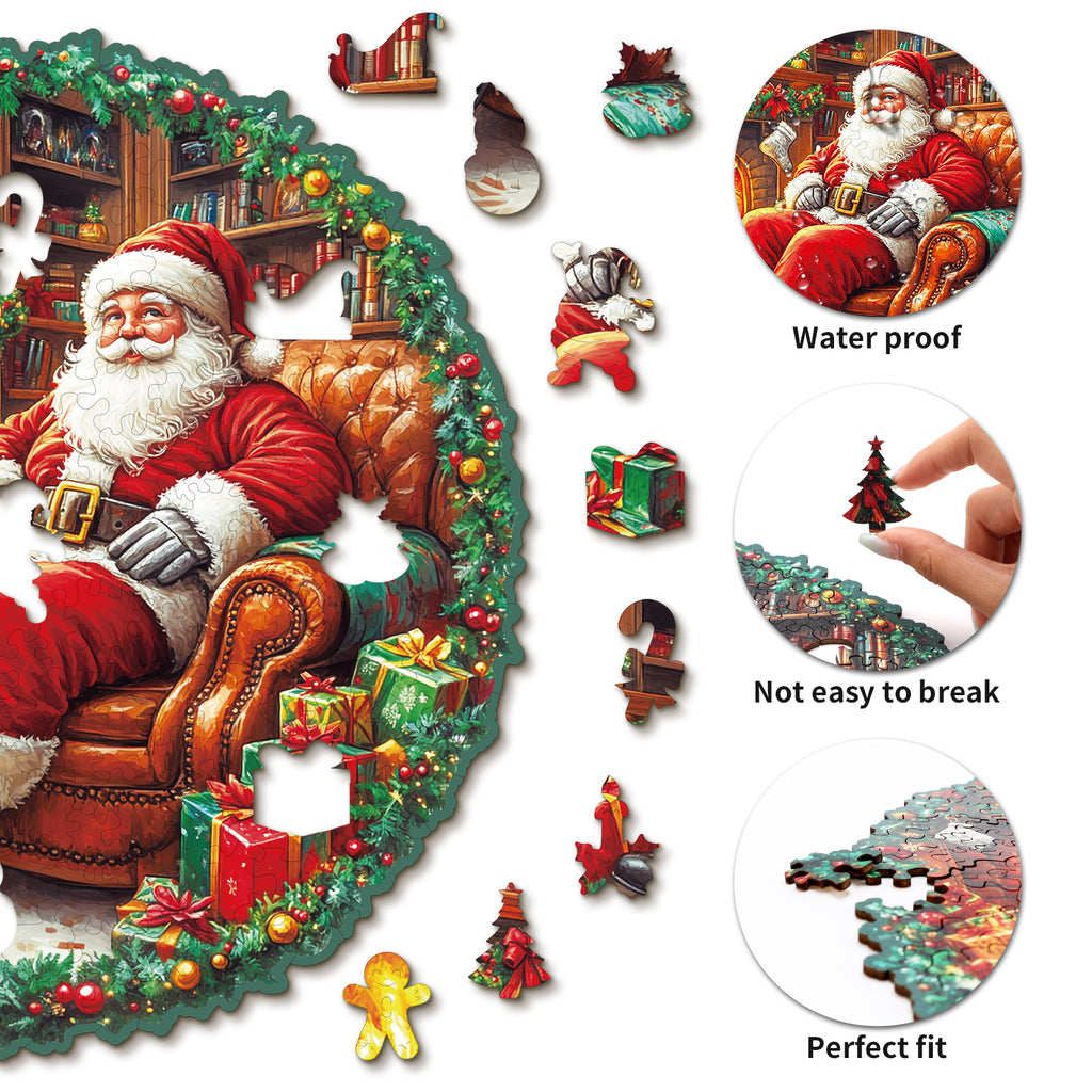Whimsical Wooden Jigsaw Puzzle- Santa Claus