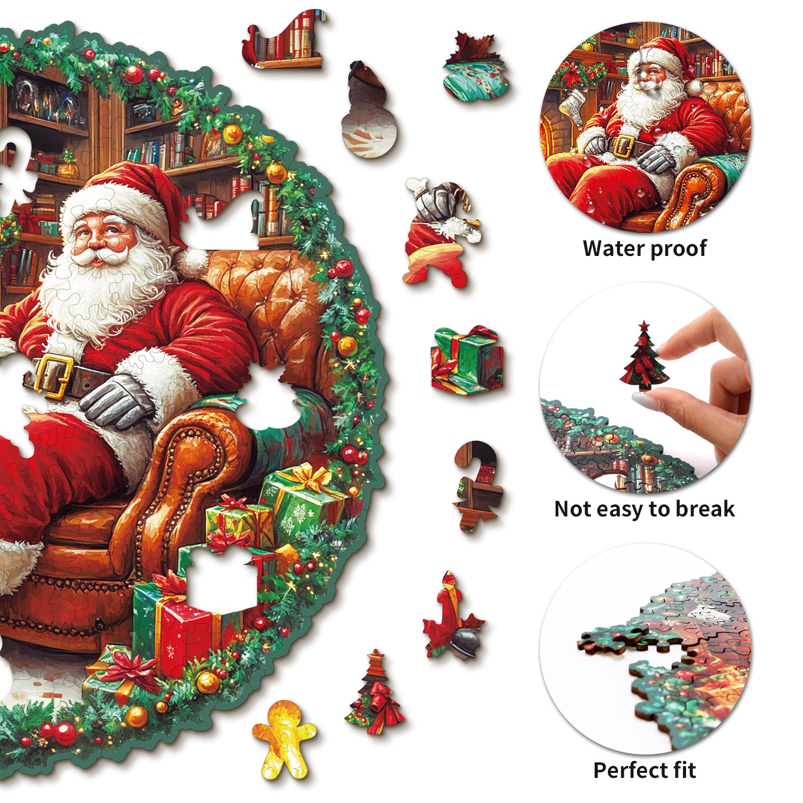 Whimsical Wooden Jigsaw Puzzle- Santa Claus