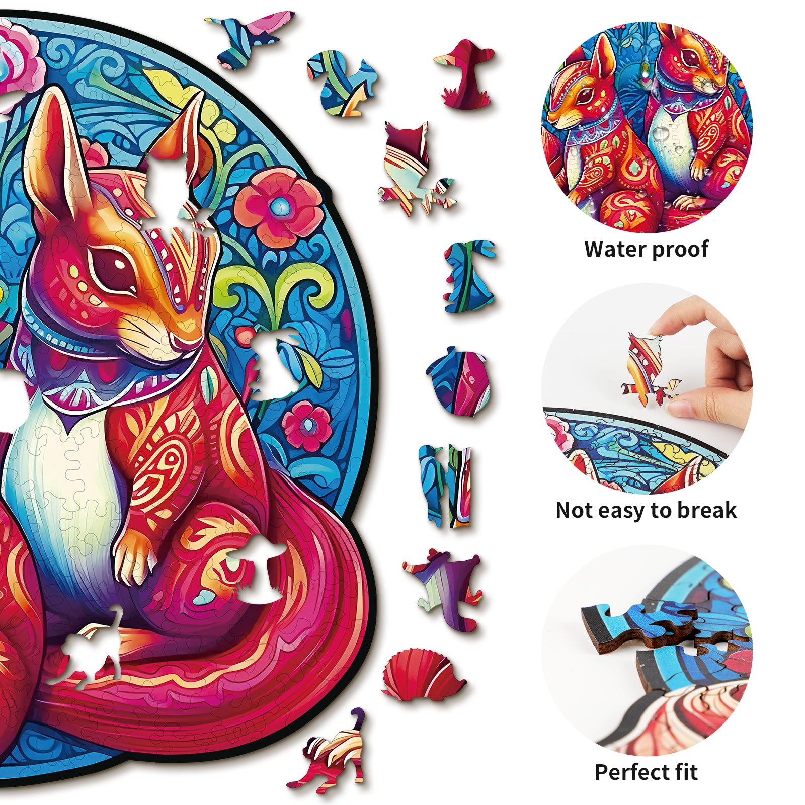 Whimsical Wooden Jigsaw Puzzle- Squirrel Friends Image secondaire du produit