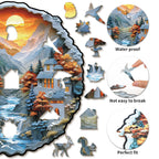 Whimsical Wooden Jigsaw Puzzle- Mountain Stream Cottage