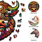 Whimsical Wooden Jigsaw Puzzle- Angry Bull