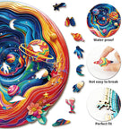 Whimsical Wooden Jigsaw Puzzle-  Colorful Universe
