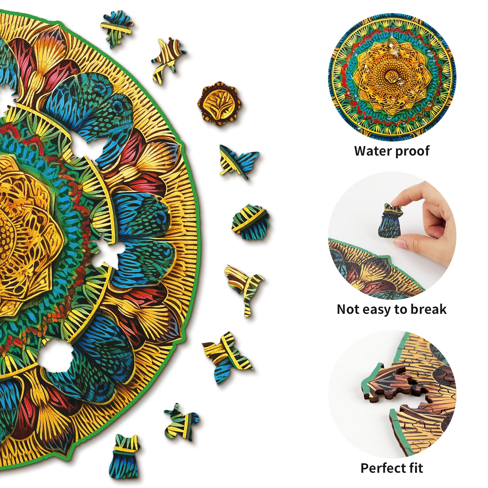 Whimsical Wooden Jigsaw Puzzle- Vintage Mandala Secondary image