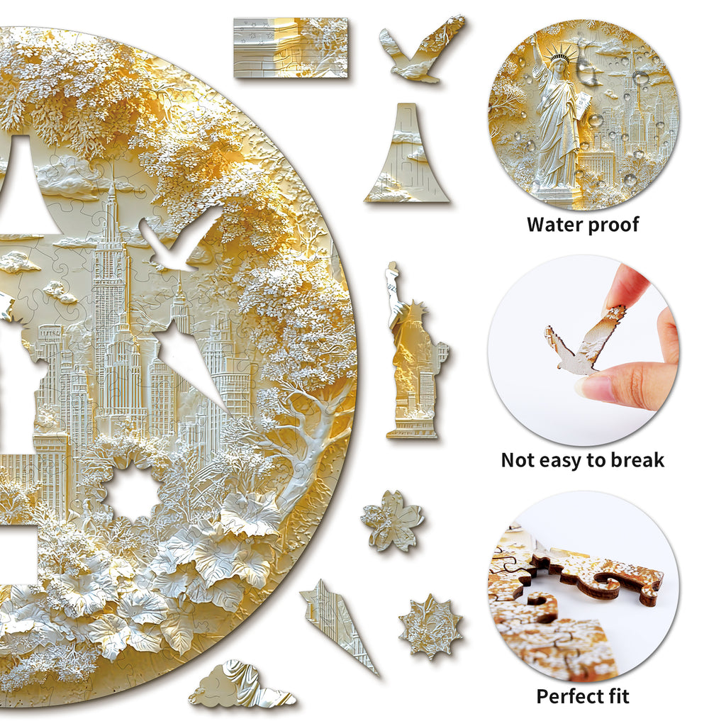 Whimsical Wooden Jigsaw Puzzle-Statue of Liberty