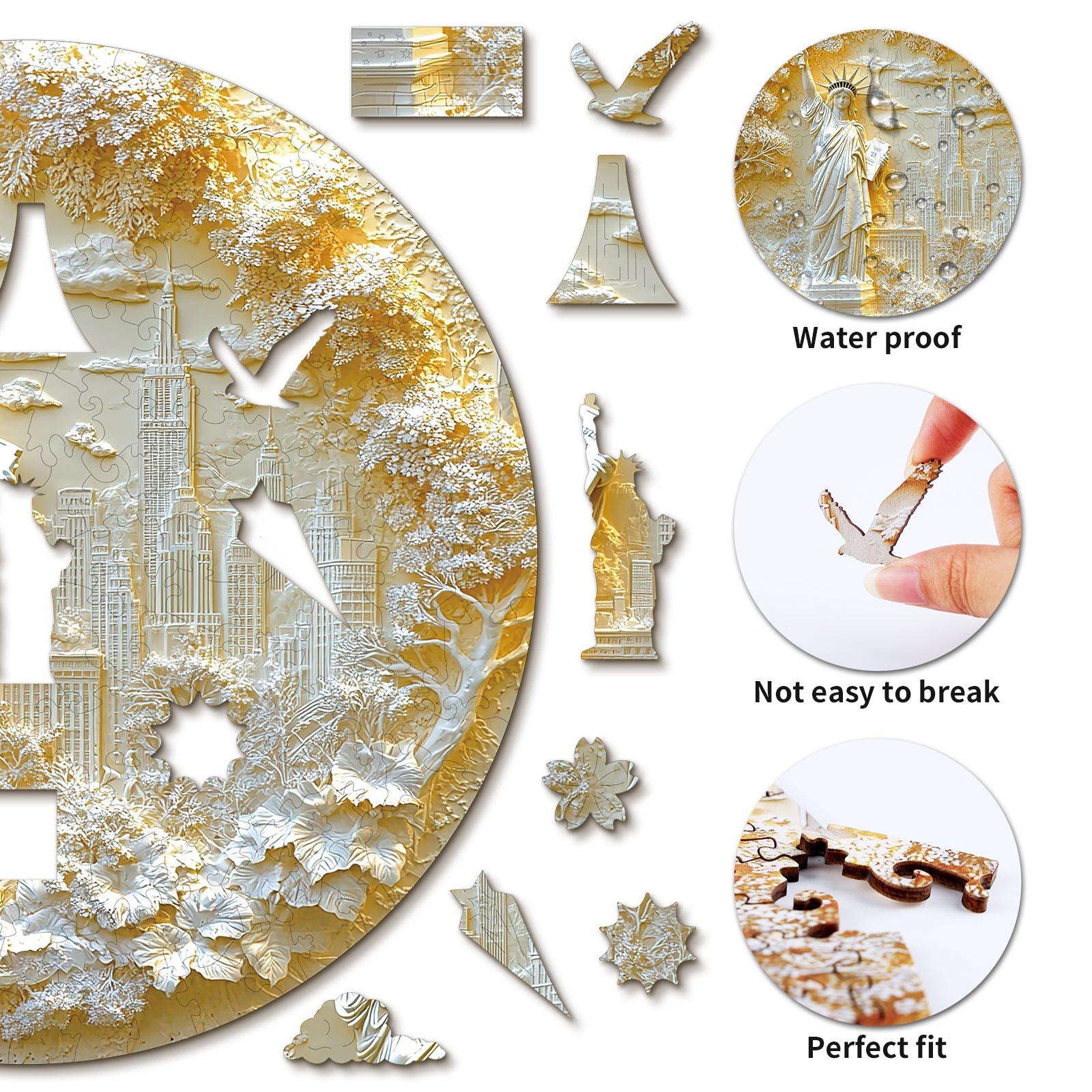 Whimsical Wooden Jigsaw Puzzle-Statue of Liberty